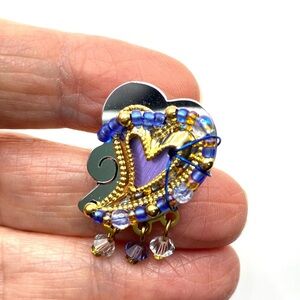 LIZTECH Artisan Made Heart Brooch Signed 2003